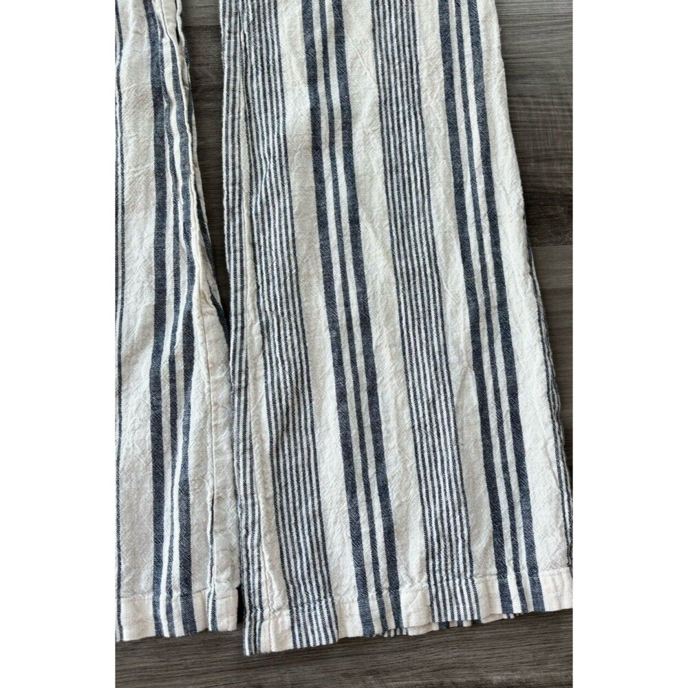 Stoosh Blue Ivory Striped Linen Pants Size S Pull On Wide Leg - Picture 3 of 5